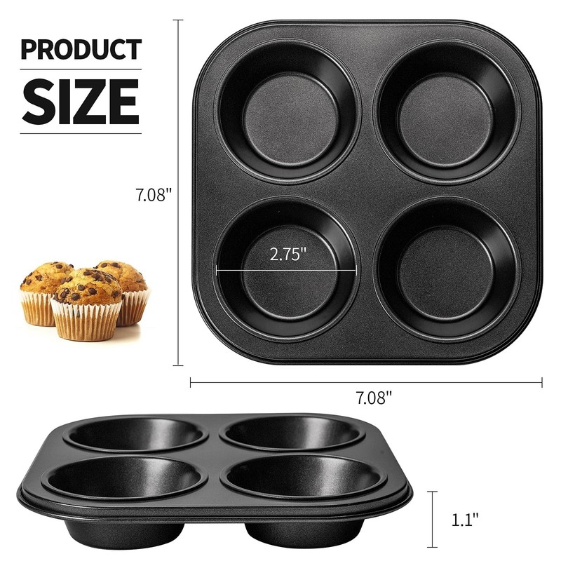Yomvzake Air Fryer Muffin Pan, 2 Pack Cupcake Molds for Muffin, Black gallery