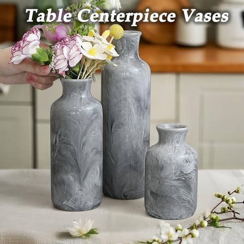 Resin 3 Piece Vase Set, Farmhouse Decor, Home Decorative Vase, Vases for Gray gallery
