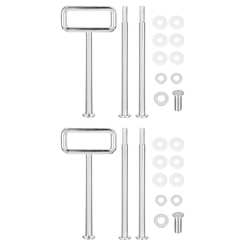 2 Set 3-Tier Cupcake Stand Hardware Fittings for Cake Stand, Square Silver