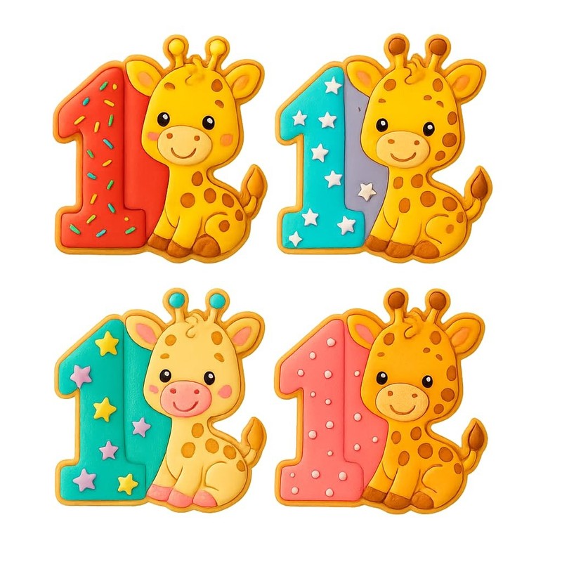 1 Year Old Giraffe Cookie Cutter & Stamp 4x3.5" for Baking & Fondant Clay Gifts gallery