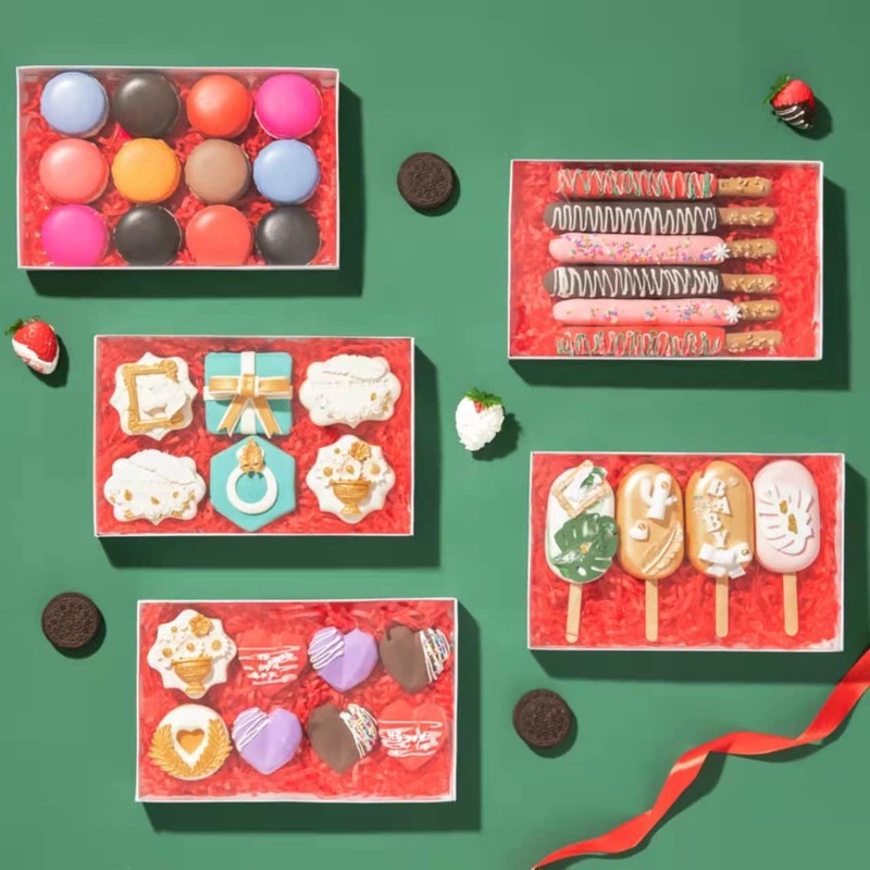 50 Pack Small Cookies Boxes Window Pastry Bakery 91/2x6x11/4 Inch Macaron gallery