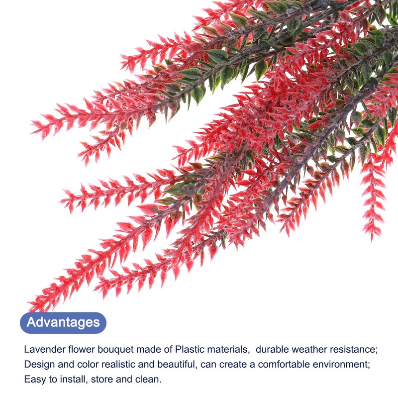 8 Bundles Artificial Lavender Flowers Plastic for Indoor/Outdoor Home Red gallery