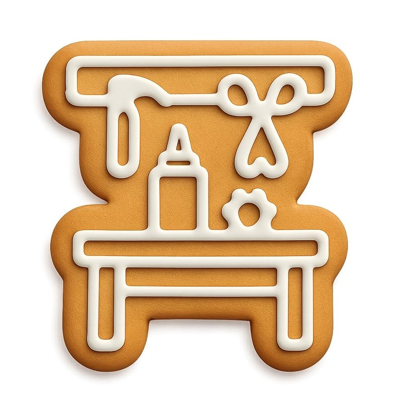 Crafting Workshop Bench Cookie Cutter & Stamp, Fondant & Clay – 4×4