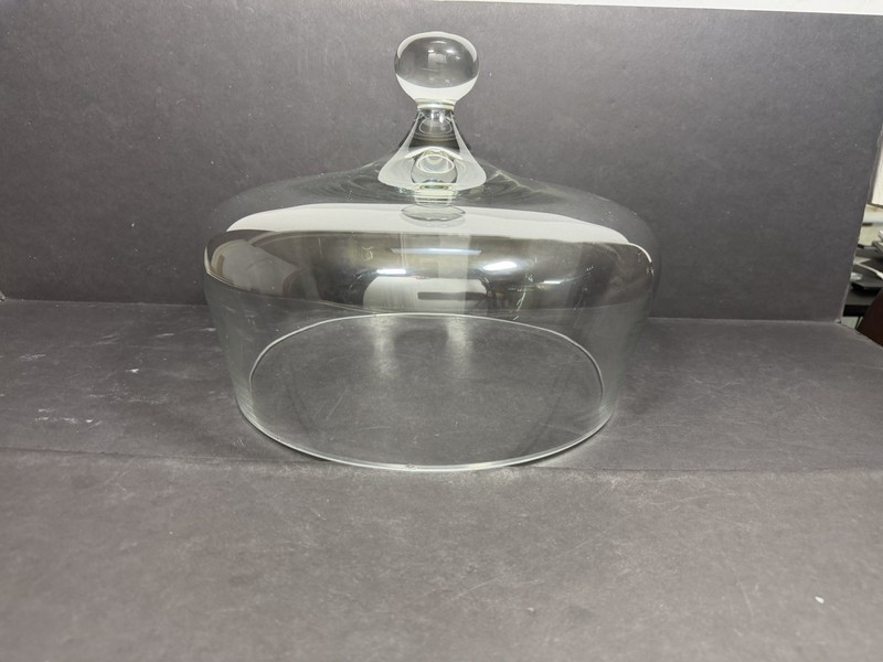 Glass Cake Dome Crown Shape Wider @ Top Chipped