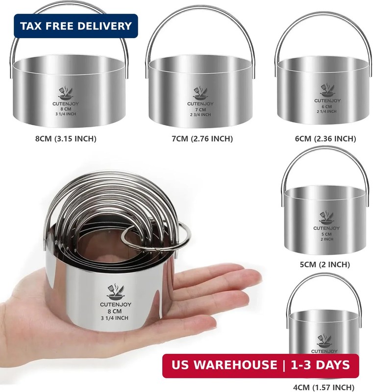 Cookie Cutters (5 Pieces/Set),Round Biscuit Cutter Set with Handle and Big Ring, gallery