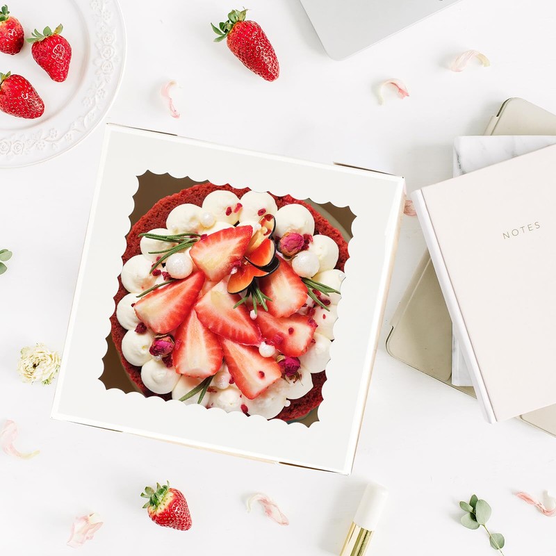 15pcs 12x12x6" Cake Boxes with Window Valentine's Mother's Day Bakery Container gallery
