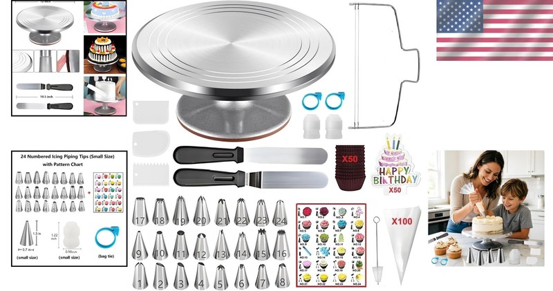 Professional Cake Decorating Kit: 237 Pcs with Turntable & Essential Tools gallery