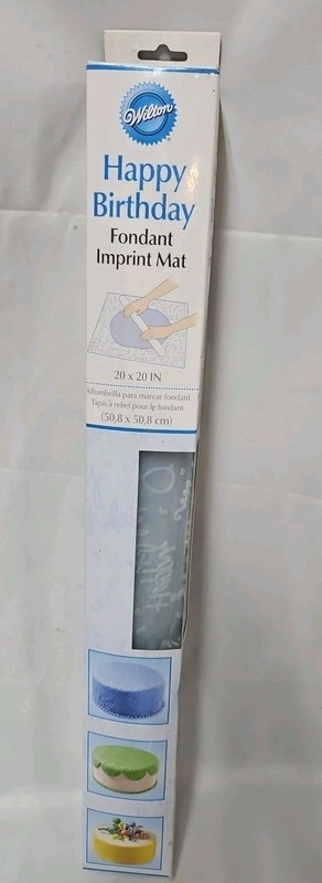 Wilton Happy Birthday Fondant Imprint Mat 20″ x 20″ Cake Decorating. Texture NIP