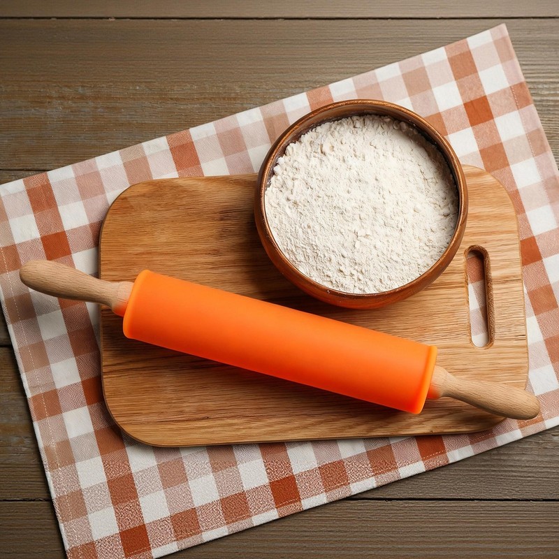 2 Pcs 10 Inch Silicone Rolling Pins Stainless Steel Core for Baking, White gallery