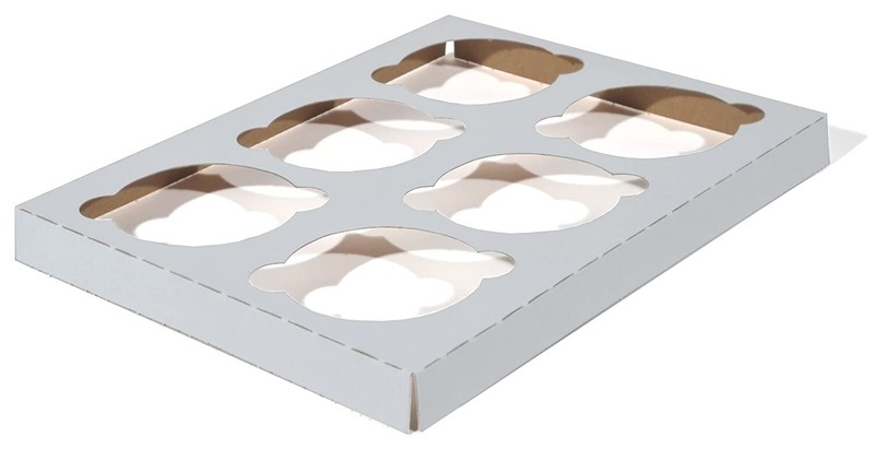 Tray 1010 Clay Coated Kraft Paperboard 6-ct Cupcake Insert