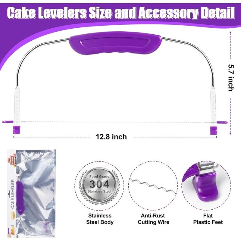 Adjustable Cake Leveler Tool Stainless Steel Wire Slicer with Plastic Handle for gallery