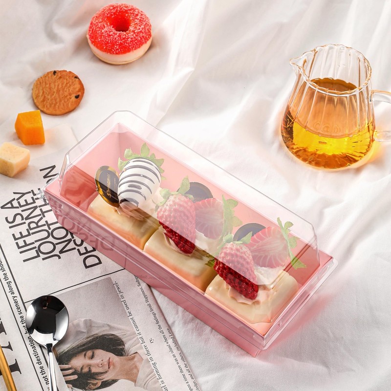 50 Pack Small Clear Treat Boxes 7.5x3.3" - Disposable Dessert Containers for Coo gallery