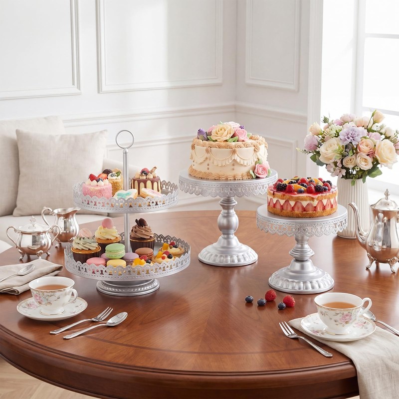 8 Pcs Cake Stands Set Metal Dessert Table Display Tiered Cupcake Holder Candy... gallery