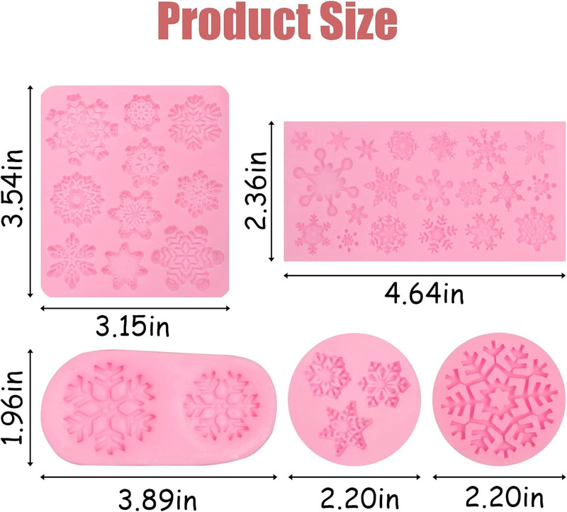Christmas Snowflake Silicone Molds 5 Pcs, Christmas Snow Chocolate Fondant Mold gallery