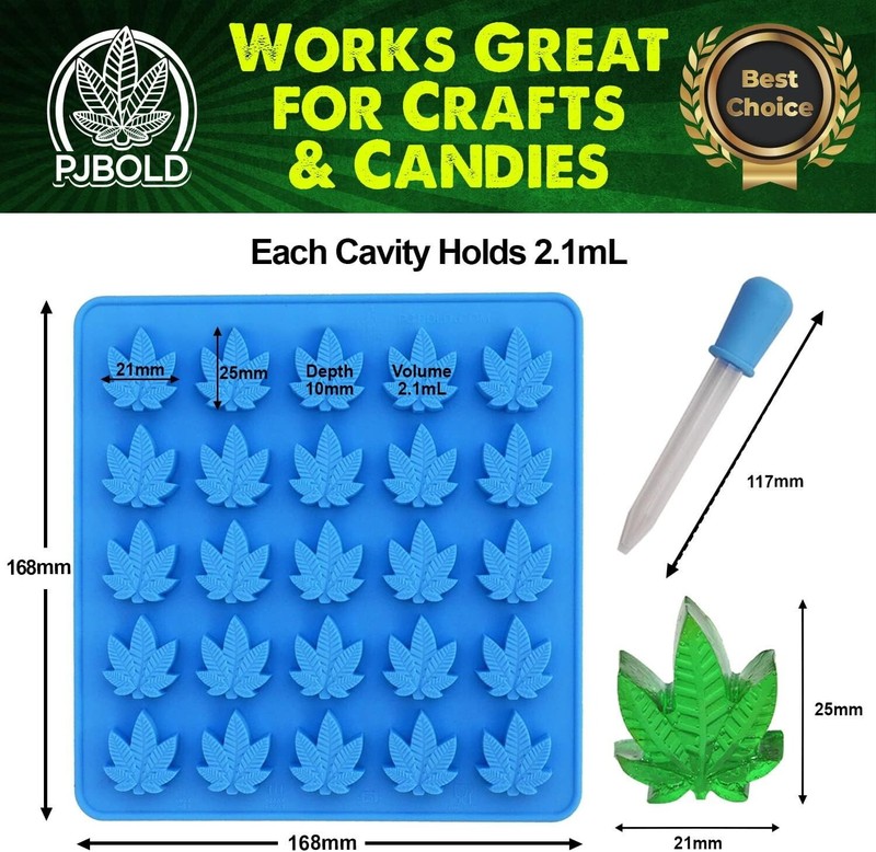 Silicone Gummy Mold 3 Pack Leaf Shape BPA Free Food Safe Treats Easy Release gallery