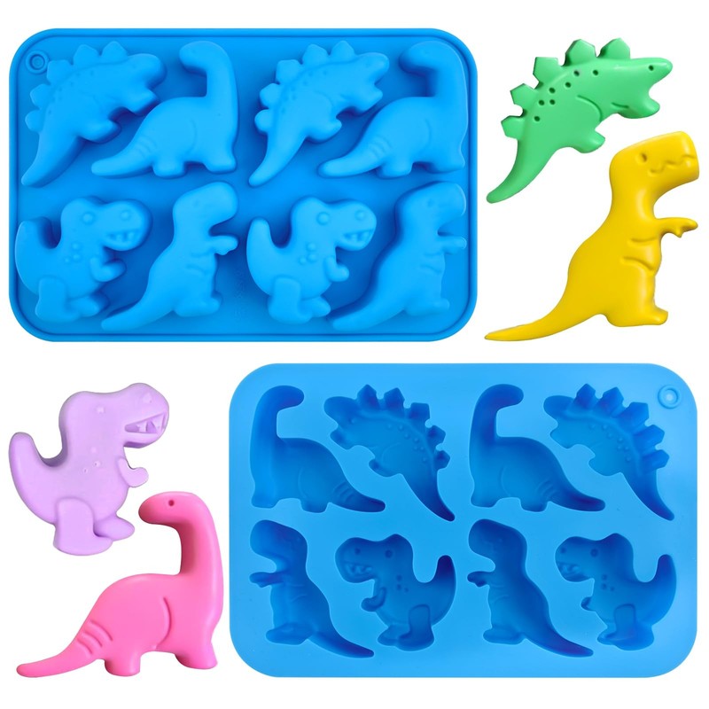 2Pcs Dinosaur Silicone Candy Molds Gummy Dinosaur Molds 8-Cavity Shaped with …