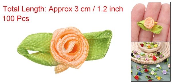 100Pcs Mini Ribbon Roses Flowers Bows for Crafts 15mm/0.6" Dia Champagne Pink gallery