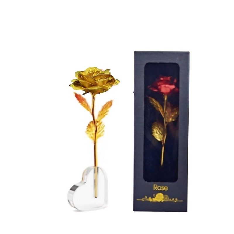 Smowfes Gold Dipped Rose, 2 inches (W) x 2 (D) x 10 (H),