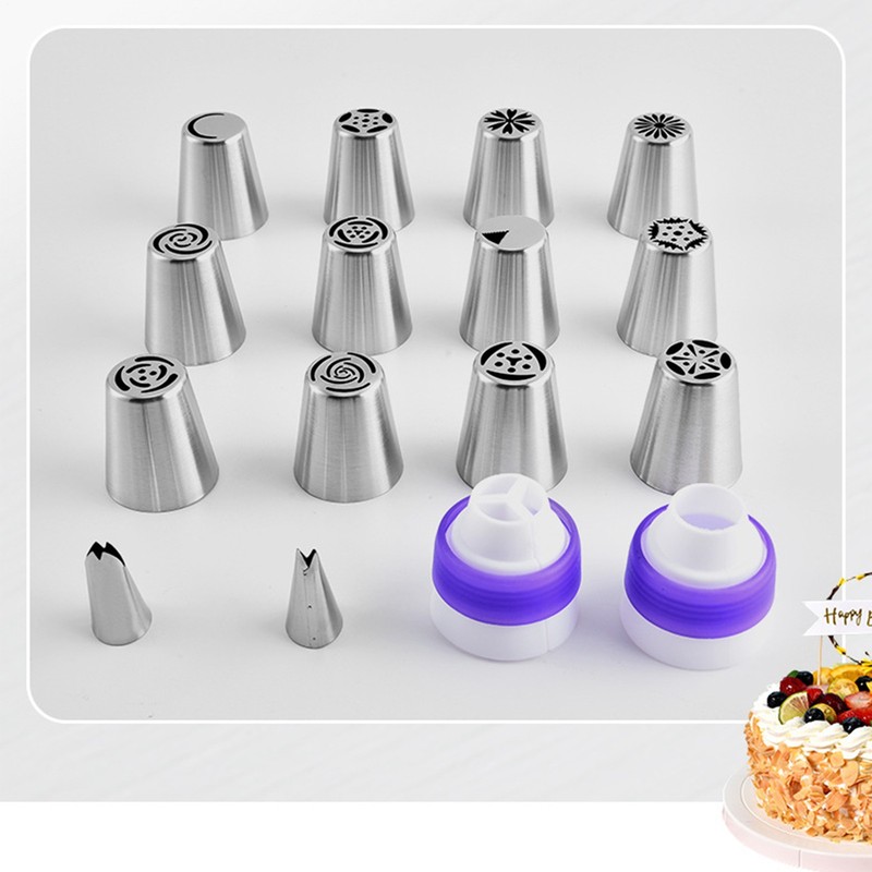 27 Pieces Piping Tips Set Reusable Stainless Steel Icing Piping Tips Nozzle Bags gallery