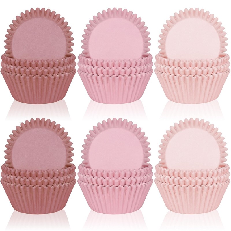 Whaline 600Pcs Dusty Pink Cupcake Liners Dusty Pink Gradient Color Baking Cup…