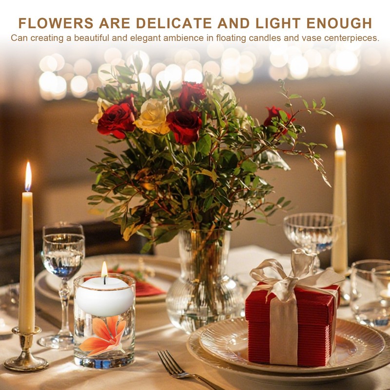 12 Pcs Floating Flowers for Centerpieces, Brown Magnolia Faux Flower Heads gallery