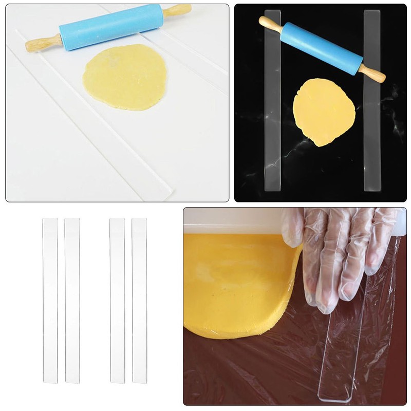 2 Pairs Acrylic Dough Rolling Pin Measuring Guides Thickness Strips for Baking gallery