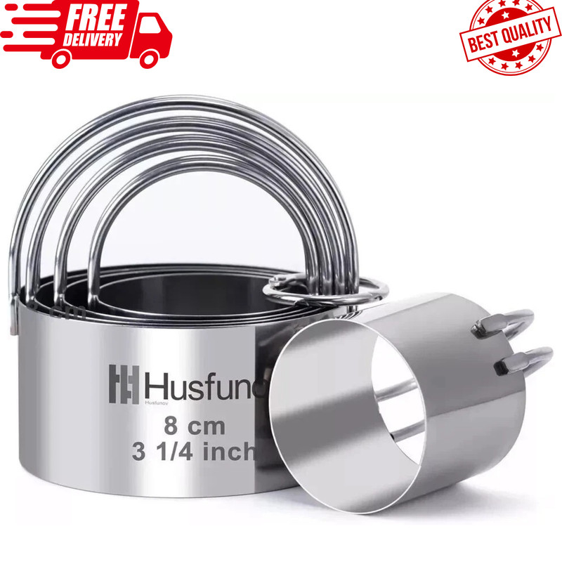 Biscuit Cutter Set Round Cookie Cutters with Handle 5 Pieces Stainless Steel New
