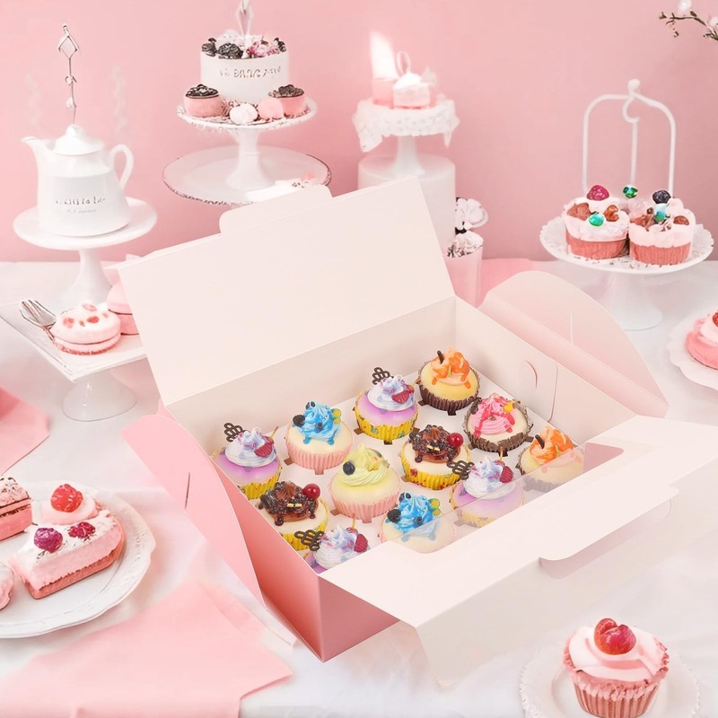 30 Pcs Cupcake Boxes, 12 Count Muffin Boxes with Handle, Window, and Inserts,... gallery