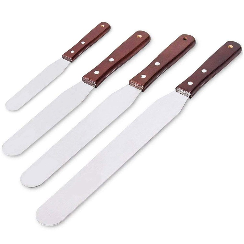 4PCS Straight Cake Icing Spatula Set 4” 6” 8” 10” Professional Stainless Stee…