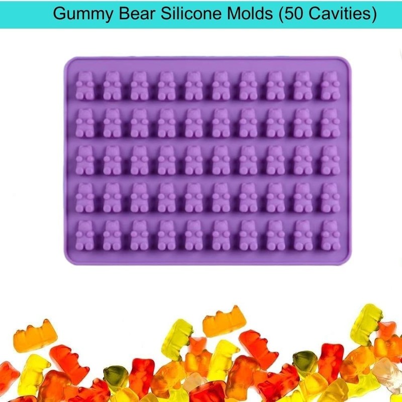 2 Pack Gummy Bear Silicone Mold with Droppers for Candy Chocolate Making gallery