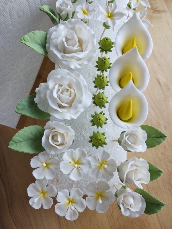 WHITE WEDDING GUM PASTE ASSORTMENT: Decorate Your Own Cake! (or other colours) gallery