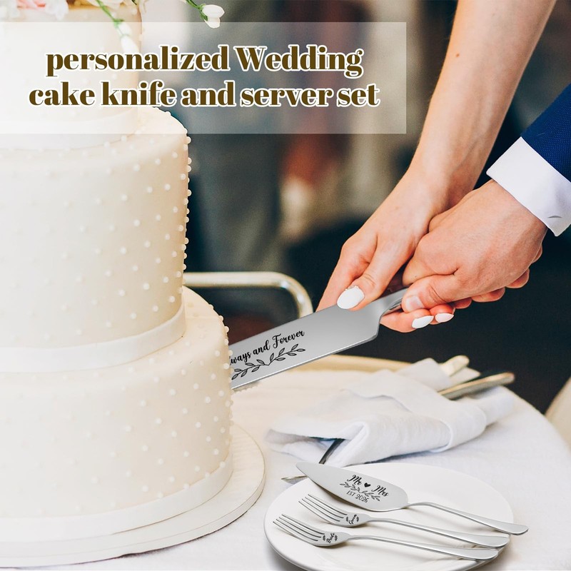 Wedding Cake Knife and Server Set, 4 Pack Stainless Steel Cake Cutting Knife,... gallery