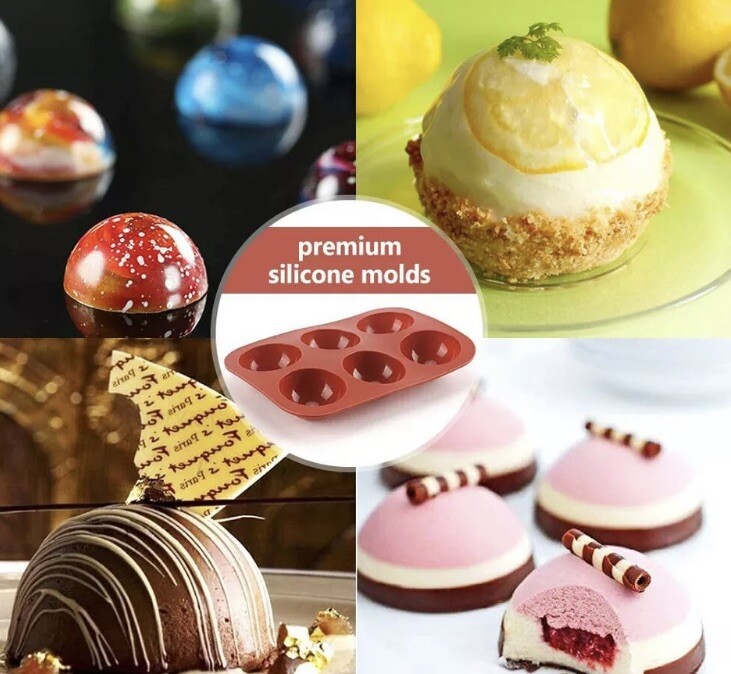 6 x6 Cups Silicone Mold Chocolate Bomb Cake Baking Mould Dome Mousse Tray