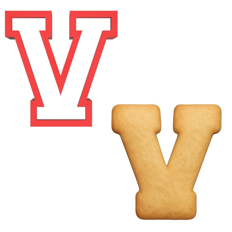 3 inches Varsity Letters Cookie Cutter for Baking & Fondant Clay Gifts – V