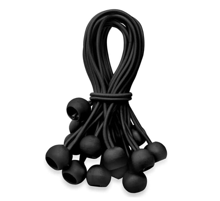 Ball Bungee Cords, Heavy Duty UV Resistant Elastic Strap, 6 Inch Black 20 Pack gallery
