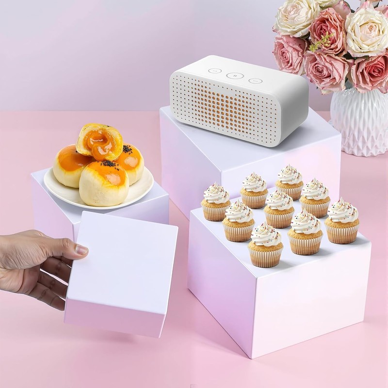 8 Pcs Buffet Food Risers Set, Acrylic Cube Box Display Stand for Dessert Food