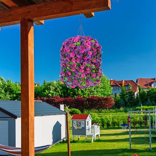 Artificial Fake Hanging Flowers Plants for Outdoor Violet Red Purple gallery