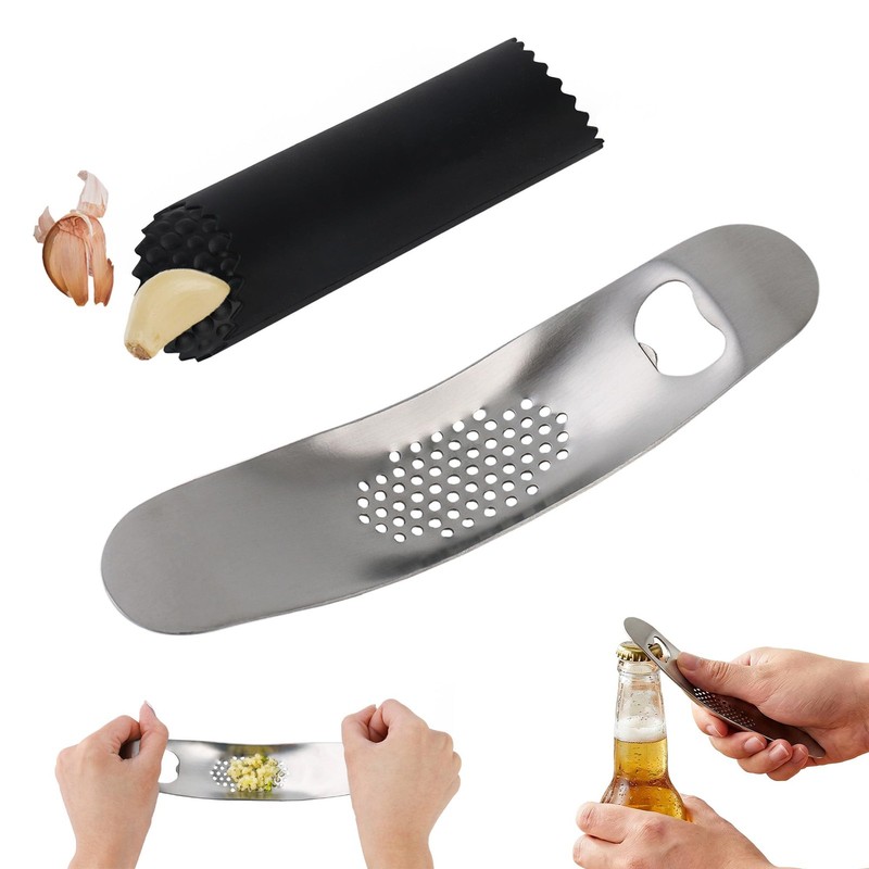 Garlic Press Rocker Stainless Steel, Manual Mincer Standard, Black