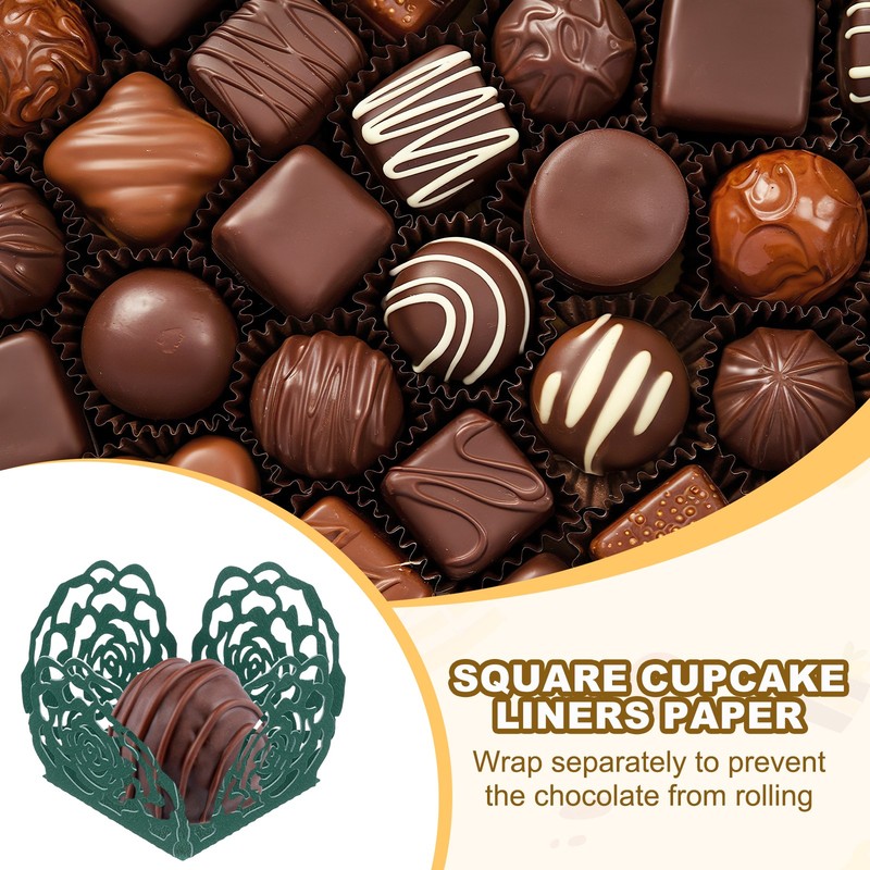 50PCS 4 Inch Truffle Wraps for Wedding Birthday, Dark Green gallery