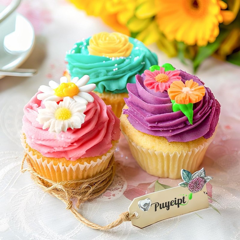 4 Pcs Flower Silicone Fondant Molds, Daisy Rose Flower Chocolate Candy Molds ... gallery