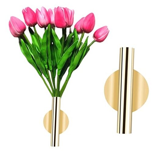 Gold Wall Decor, Plant Wall Vase Metal Tube Decoration Holder 1 Pcs Round Gold