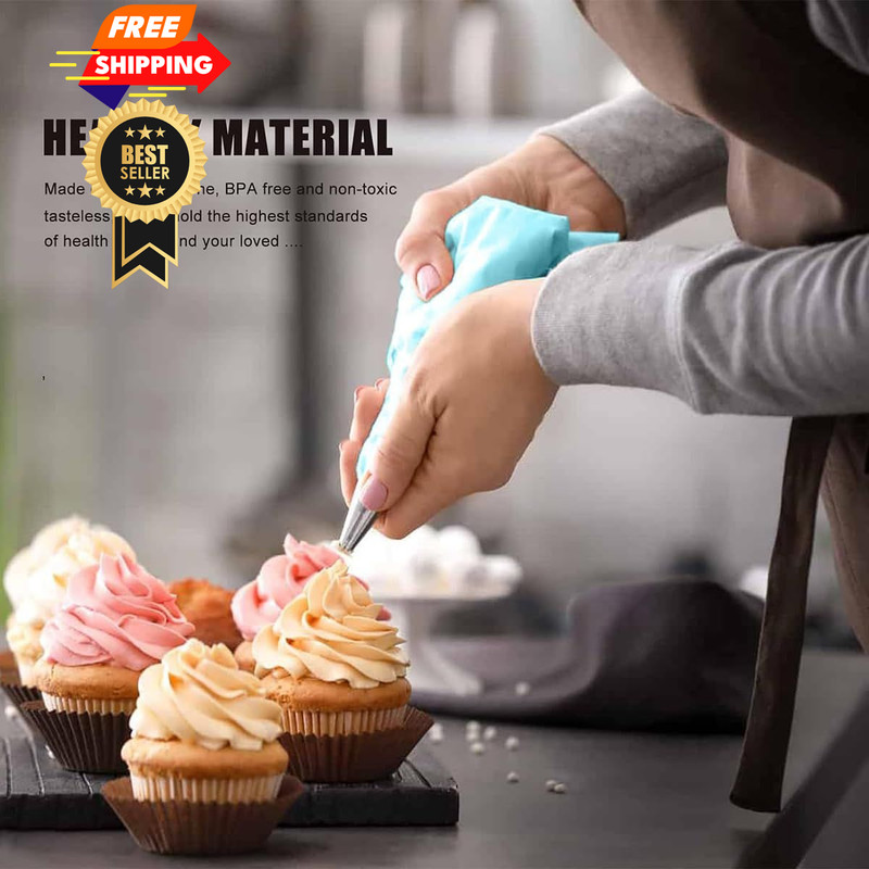 21pcs/set Cake Decorating Tools,Piping Bags and Tips Set;with 12 Inch, Blue gallery
