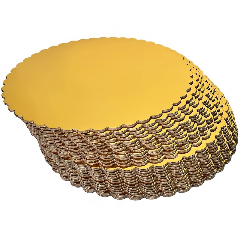 25-Pack 8 inch Sturdy Round Cake Boards,Small Gold Cake Circles Plate Cardboa…