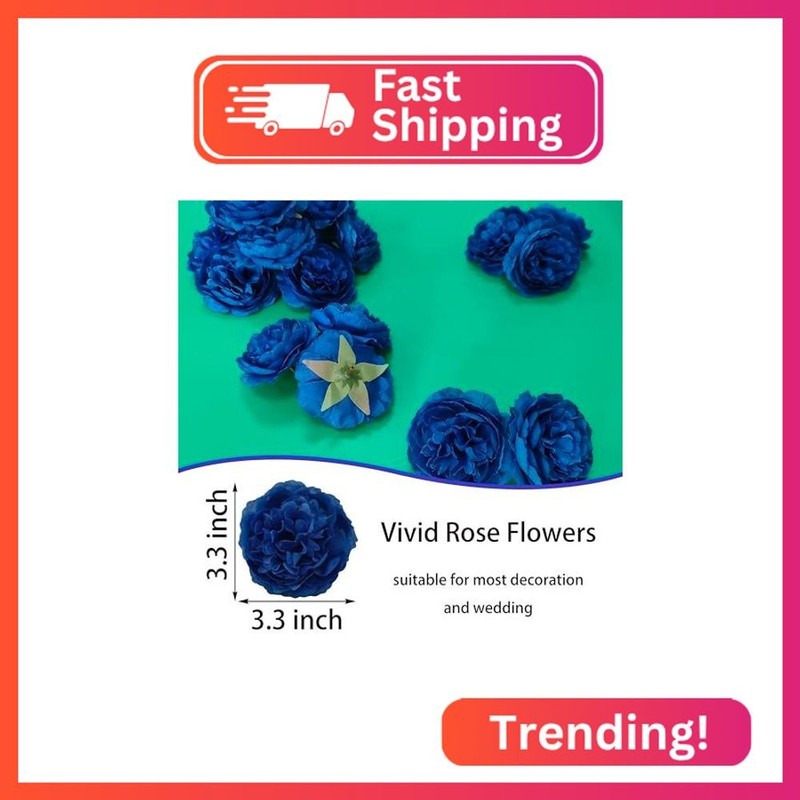 ARTIFIPLANT 40 Pcs Blue Silk Rose Flower Heads, 3.3'' Artificial Plant Decoratio gallery