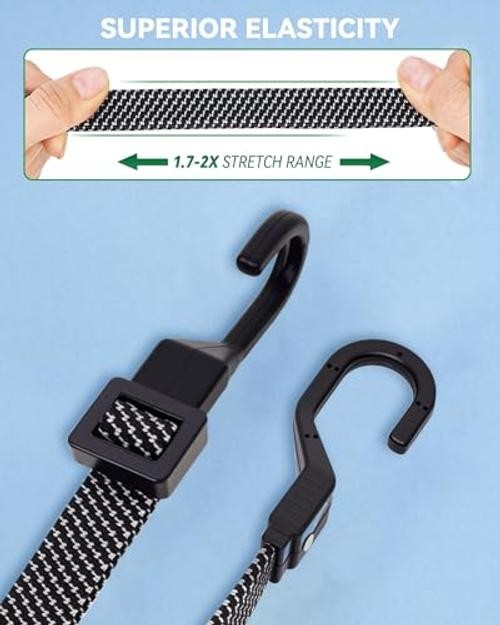 6 Pcs Flat Bungee Cords with Hooks, 3X Faster to Adjust The 48 Inch Adjustable gallery