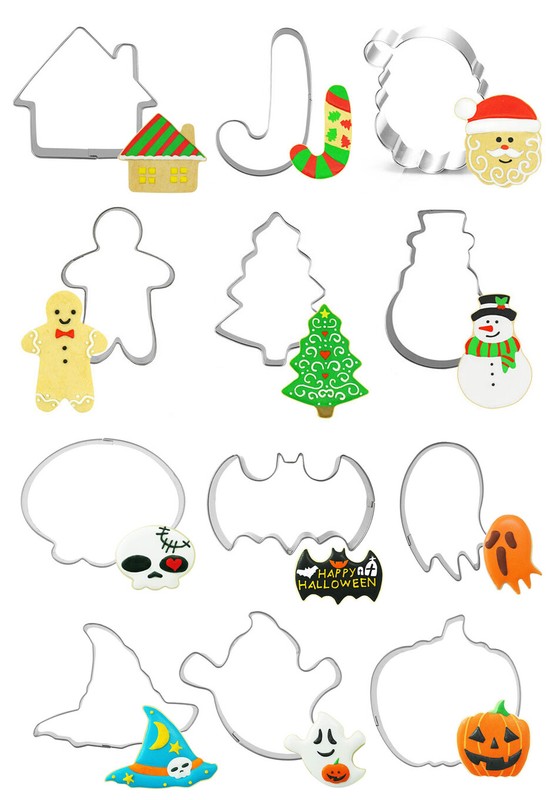 Stainless Steel Christmas Cookie Cutters & Halloween Biscuit Cookie Cutters