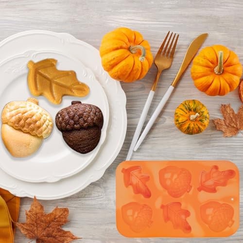 3 Pack Acorn Leaf Silicone Chocolate Molds, 3D Thanksgiving Fall Theme Candy gallery