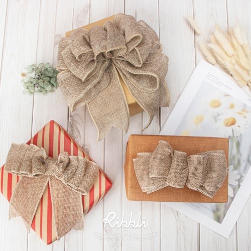 Burlap Wired Ribbon,x Continuous 10 Yard, Wired Edge Ribbon for 2 Inch Natural gallery