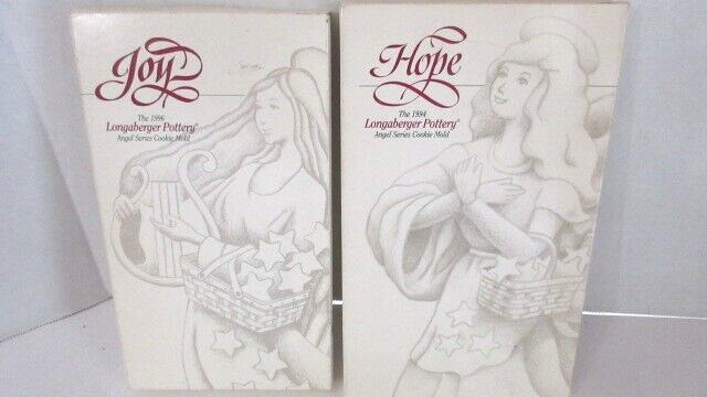 2 Longaberger Angel Cookie Chocolate Mold Lot 1994 & 1996 Joy Hope UNUSED LOT