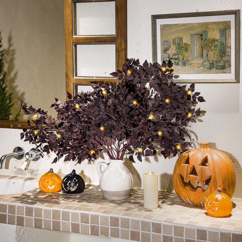 Igeri Set Of 9 Plum Faux Fall Cimicifuga Stems For Vases Floral Decor Ramosa gallery